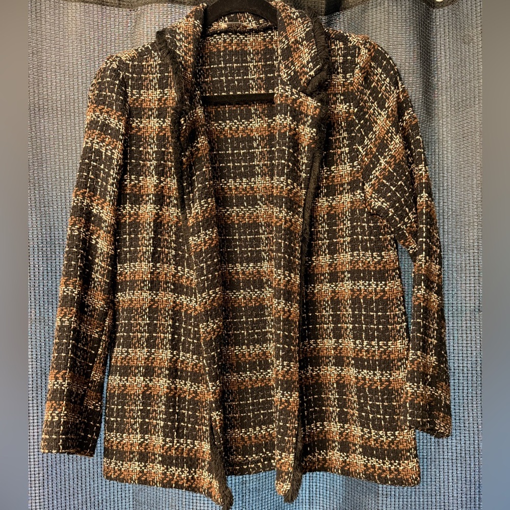 Chic Plaid Open-Front Jacket